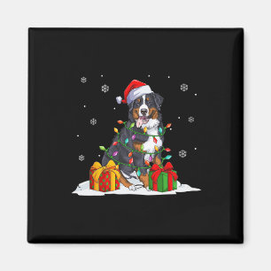 Santa bernese mountain christmas tree lights xmas magnet