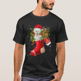 Santa Bichon Frise In Christmas Sock Pajama T-Shirt