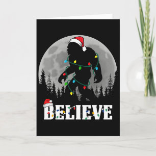 Santa Bigfoot Christmas Lights Funny Sasquatch Bel Card