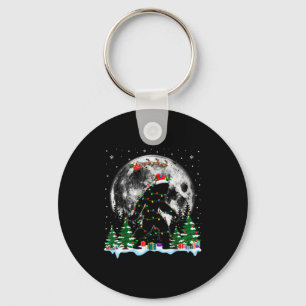 Santa Bigfoot Christmas Lights Funny Sasquatch Bel Keychain