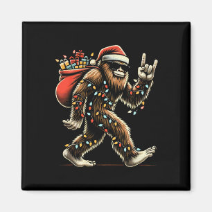 Santa Bigfoot Christmas Lights Funny Sasquatch Bel Magnet