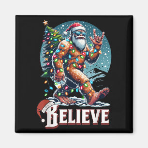 Santa Bigfoot Christmas Lights Funny Sasquatch Bel Magnet
