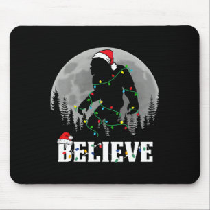 Santa Bigfoot Christmas Lights Funny Sasquatch Bel Mouse Pad