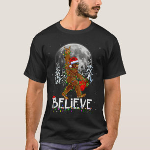 Santa Bigfoot Christmas Lights Funny Sasquatch Bel T-Shirt