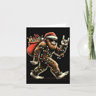 Santa Bigfoot Christmas Lights Funny Sasquatch Card