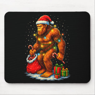 Santa Bigfoot Christmas Lights Funny Sasquatch  Mouse Pad