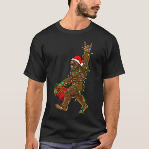 Santa Bigfoot Christmas Lights Rock Fun Sasquatch T-Shirt
