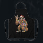 Santa Bigfoot Christmas Lights Rock Funny Apron<br><div class="desc">Santa Bigfoot Christmas Lights Rock Funny Sasquatch Believe</div>