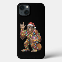 Santa Bigfoot Christmas Lights Rock Funny 