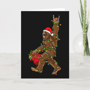 Santa Bigfoot Christmas Lights Rock Funny Sasquatc Card