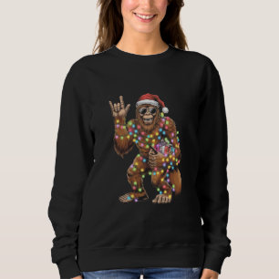 Santa Bigfoot Christmas Lights Rock Funny  Sweatshirt