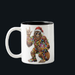 Santa Bigfoot Christmas Lights Rock Funny  Two-Tone Coffee Mug<br><div class="desc">Santa Bigfoot Christmas Lights Rock Funny Sasquatch Believe</div>