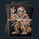 Santa Bigfoot Christmas Lights Rock Funny  Wrapping Paper Sheet<br><div class="desc">Santa Bigfoot Christmas Lights Rock Funny Sasquatch Believe</div>