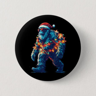 Santa Bigfoot Christmas Lights Xmas Sasquatch 2 Inch Round Button