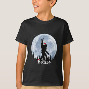 Santa Bigfoot Christmas Rock Roll Sasquatch Believ T-Shirt