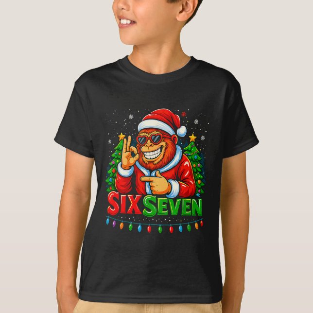 Santa Bigfoot Christmas Sasquatch 67 Funny Meme Si T-Shirt (Front)