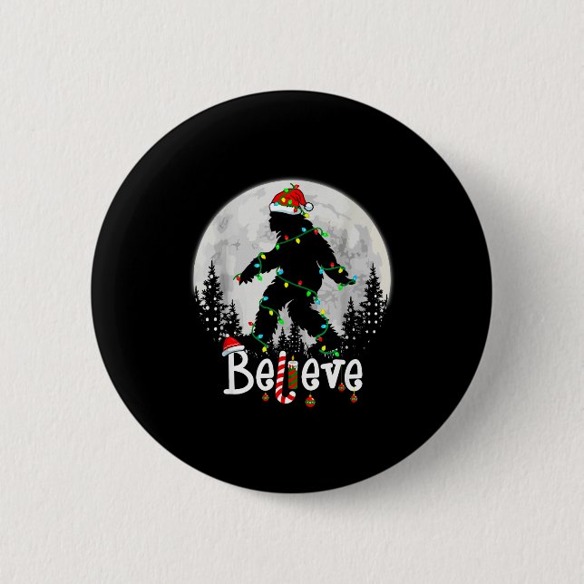 Santa Bigfoot Christmas Sasquatch Believe Xmas Men 2 Inch Round Button (Front)