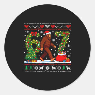 Santa Bigfoot Christmas Tree Funny Sasquatch 67 Classic Round Sticker