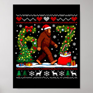 Santa Bigfoot Christmas Tree Funny Sasquatch 67 Poster
