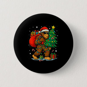 Santa Bigfoot Christmas Tree Lights Xmas Boys Men 2 Inch Round Button