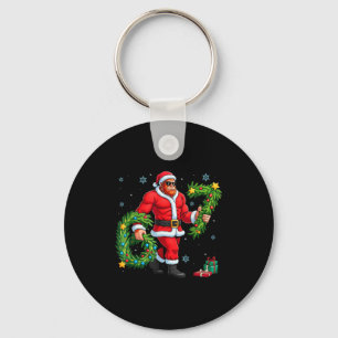 Santa Bigfoot Christmas Tree Sasquatch 67 Six Seve Keychain