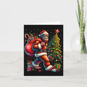 Santa Bigfoot Christmas Tree Xmas Lights Funny Sas Card