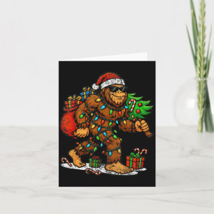 Santa Bigfoot Christmas Tree Xmas Lights Funny Sas Card