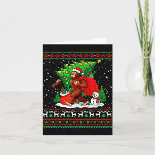 Santa Bigfoot Christmas Tree Xmas Lights Funny Sas Card