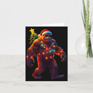 Santa Bigfoot Christmas Tree Xmas Lights Funny Sas Card