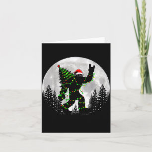 Santa Bigfoot Christmas Tree Xmas Lights Funny Sas Card