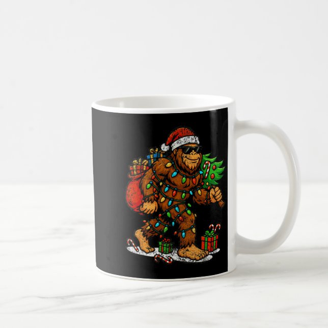 Santa Bigfoot Christmas Tree Xmas Lights Funny Sas Coffee Mug (Right)