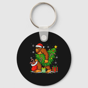 Santa Bigfoot Christmas Tree Xmas Lights Funny Sas Keychain