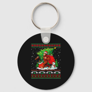Santa Bigfoot Christmas Tree Xmas Lights Funny Sas Keychain