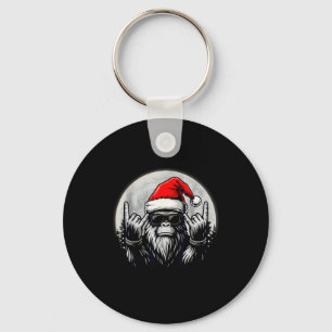 Santa Bigfoot Christmas Tree Xmas Lights Funny Sas Keychain