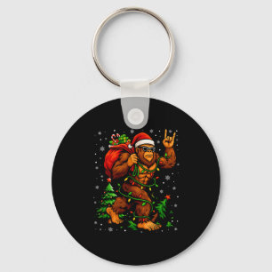 Santa Bigfoot Christmas Tree Xmas Lights Funny Sas Keychain