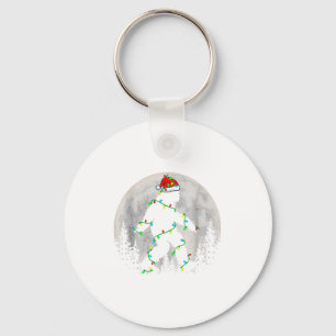 Santa Bigfoot Christmas Tree Xmas Lights Funny Sas Keychain