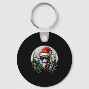 Santa Bigfoot Christmas Tree Xmas Lights Funny Sas Keychain