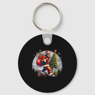 Santa Bigfoot Christmas Tree Xmas Lights Funny Sas Keychain