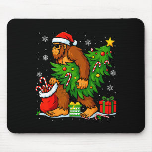 Santa Bigfoot Christmas Tree Xmas Lights Funny Sas Mouse Pad