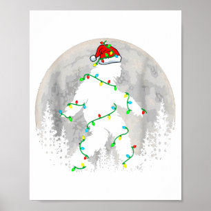 Santa Bigfoot Christmas Tree Xmas Lights Funny Sas Poster