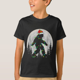 Santa Bigfoot Christmas Tree Xmas Lights Funny Sas T-Shirt