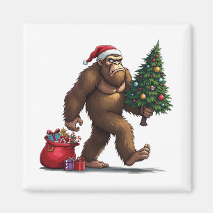 Santa Bigfoot Christmas Tree Xmas Lights Magnet