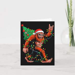 Santa Bigfoot Christmas Tree Xmas Lights Sasquatch Card