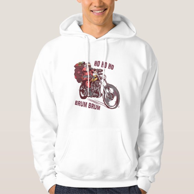 Santa Biker Christmas Costume for Bikers Invitatio Hoodie (Front)