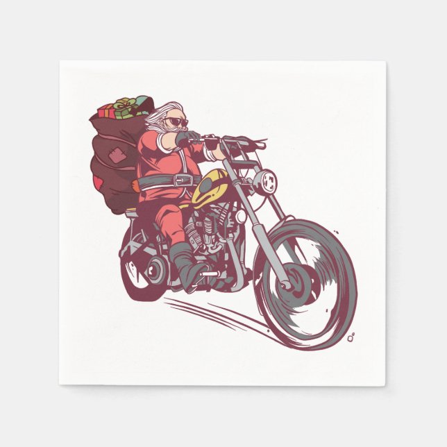 Santa Biker Christmas Costume for Bikers Invitatio Napkin (Front)