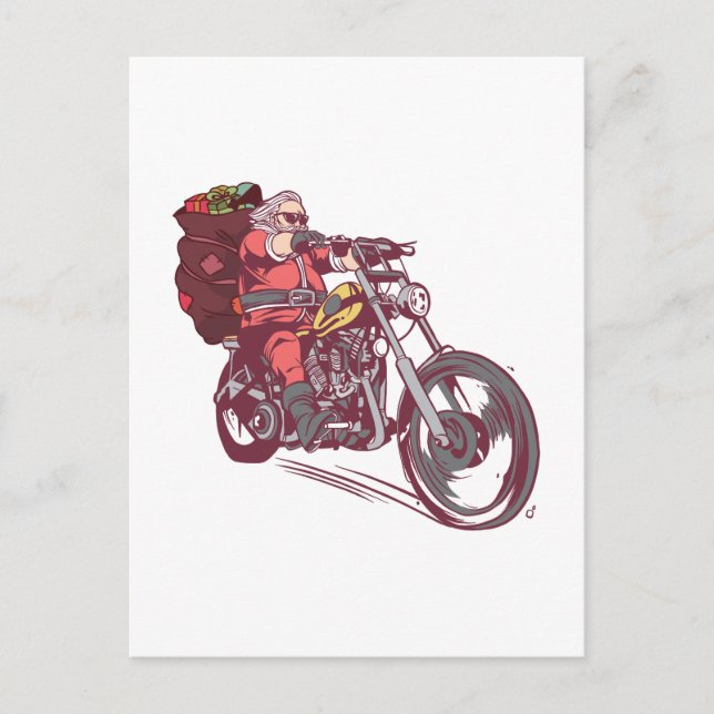 Santa Biker Christmas Costume for Bikers Invitatio Postcard (Front)