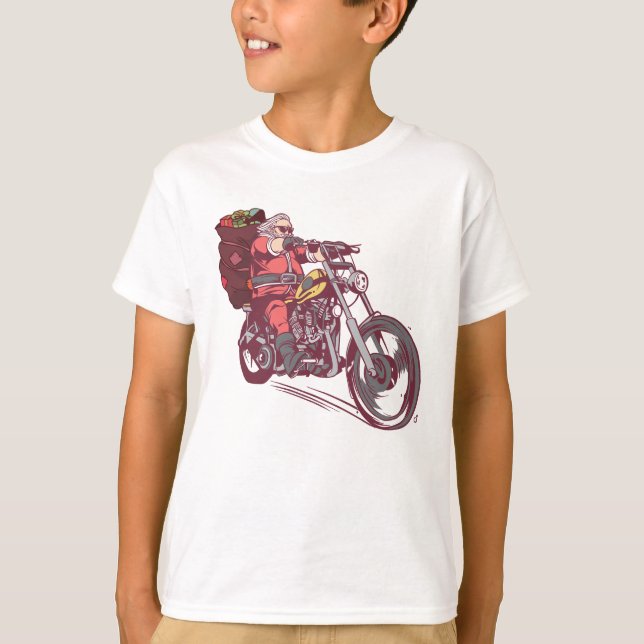 Santa Biker Christmas Costume for Bikers Invitatio T-Shirt (Front)