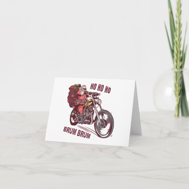 Santa Biker Christmas Costume for Bikers Invitatio Thank You Card (Front)