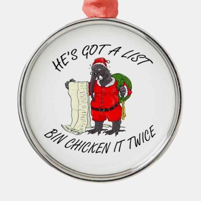 Santa Bin Chicken  Metal Ornament (Front)