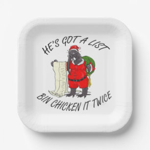 Santa Bin Chicken  Paper Plate